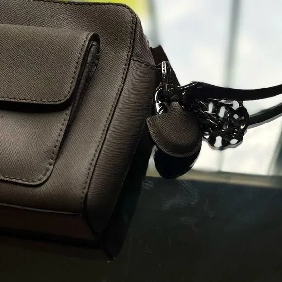 Micheal Kors Leather Grey Crossbody Purse Silver Accents Small Bag​​​ - Picture 6 of 8